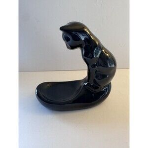 Vintage 1979 Vandor Imports Black Cat Soap Dish Trinket Dish Figurine MCM *READ*